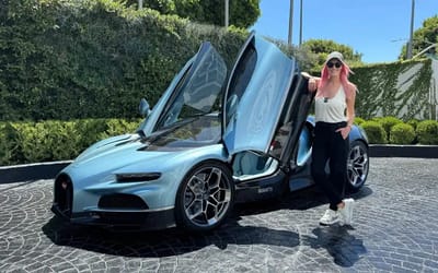 Supercar Blondie had $4 million Bugatti Tourbillon delivered to her Beverly Hills hotel in outrageous style