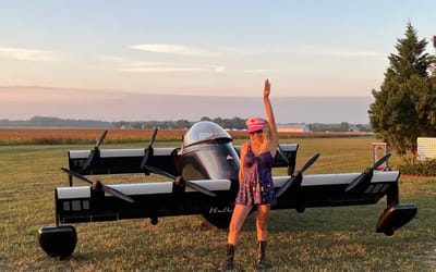 Dad and daughter duo become obsessed with America's first flying car that they can land anywhere