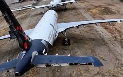 Flying over plane graveyard Pinal Airpark in Arizona shows the extent of abandoned planes