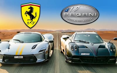 $11 million drag race between Ferrari SP3 and Pagani Huayra ends in an absolute landslide win