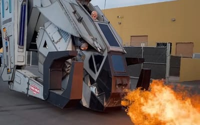 Supercar Blondie was inside a $2 million fire-breathing robot that eats cars