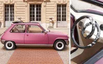 This Renault R5 has a marble steering wheel that looks like a pretzel and gemstones for headlights