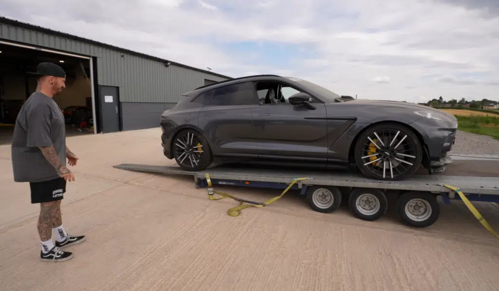 Aston Martin DBX with seized engine from flood damaged car now undergoing a complex engine rebuild after teardown revealed extensive internal damage