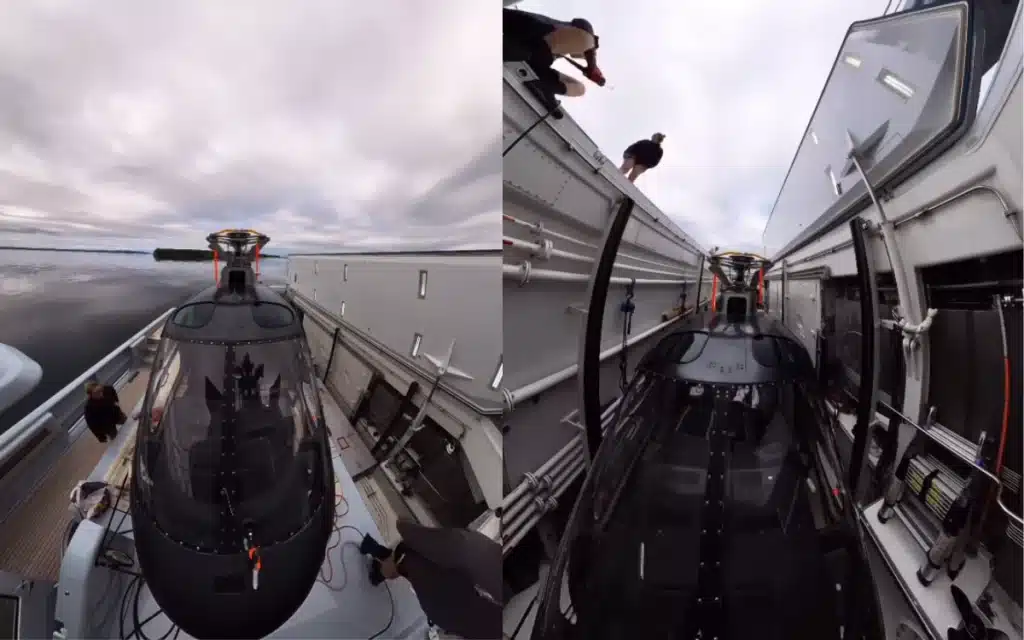 The V6 is a $49 million explorer yacht with its own helicopter garage